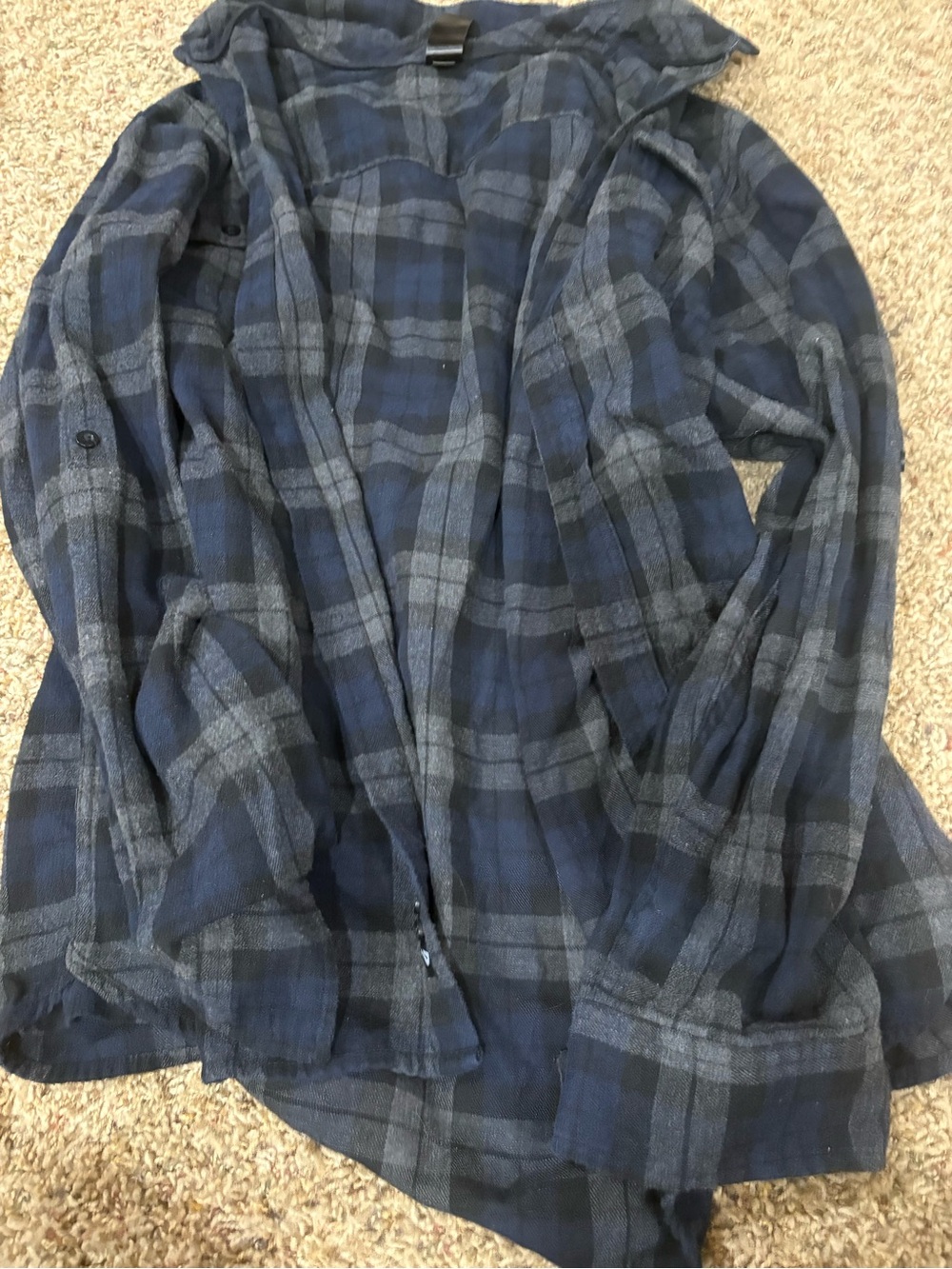 burnside Navy and Gray Plaid Button-Up Shirt